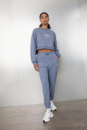 DeFactoFit Oversize Geniş Kalıp Bisiklet Yaka Baskılı Sporcu Sweatshirt C9405AX24AUIN236