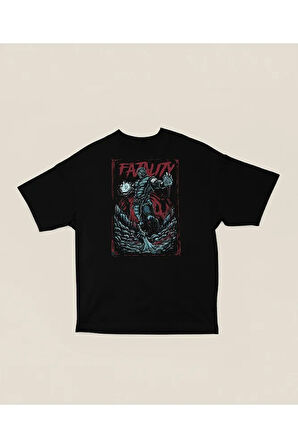 Fatality Baskılı Unisex Oversize Anime Tişört