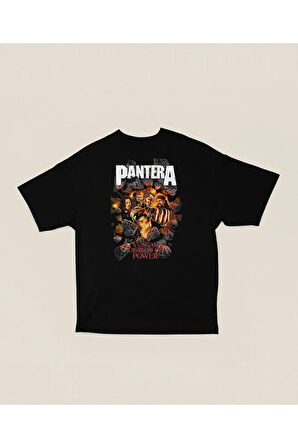 Pantera Vulgar Display Of Power Baskılı Unisex Oversize Rock Metal Tişört
