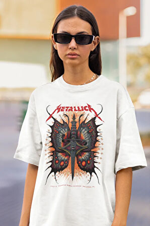 Tasarım Metallica Rock Metal Müzik Grubu Baskılı Unisex Oversize Tişört