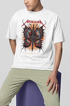 Tasarım Metallica Rock Metal Müzik Grubu Baskılı Unisex Oversize Tişört