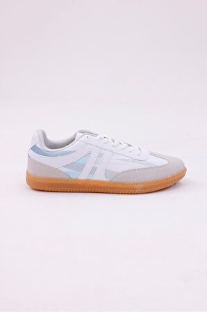 Dijital Baskı Unisex Beyaz-Mavi Sneaker Ayakkabı