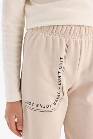DeFacto Kız Çocuk Baskılı Beli Paçası Lastikli Jogger Eşofman Altı D7012A824WNBG186