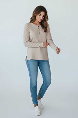 KADIN YAKA DÜME DETAYLI MEVSİMLİK BLUZ