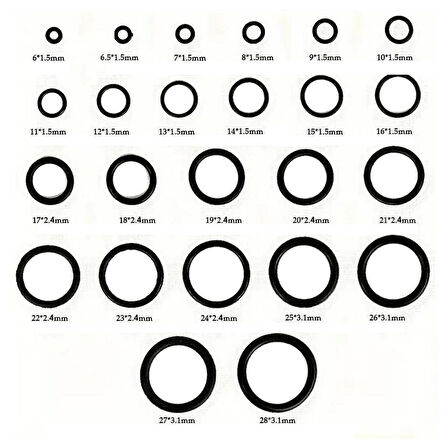 800 Parça 24 Çeşit Oring Seti Kauçuk Conta Seti Su Geçirmez Isıya Dayanıklı