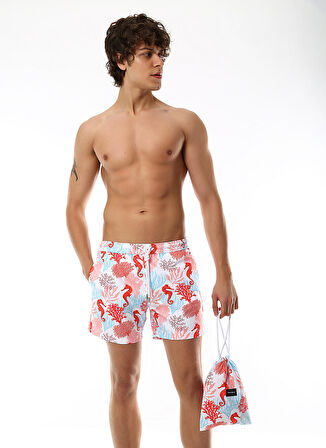 Whitefin Beyaz Erkek Bağlamalı Slim Fit  Şort Mayo 1035