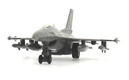 Çek Bırak Metal F-16 Benzeri Metalik Gri Savaş Uçağı Sesli Işıklı