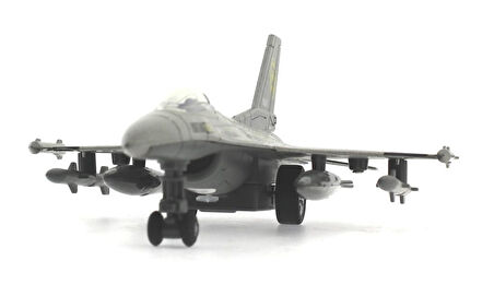 Çek Bırak Metal F-16 Benzeri Metalik Gri Savaş Uçağı Sesli Işıklı