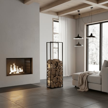 ŞMN7329 Modern Metal Dikey Odunluk Şömine Odunluk