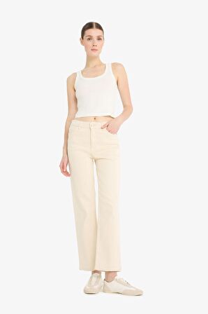 Comfort Straight Yüksek Bel Bilek Boy Jean Pantolon