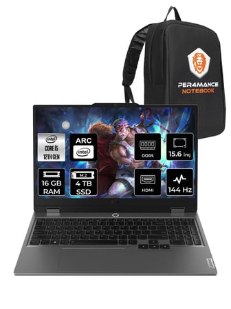 Lenovo LOQ  i5-12450HX 16GB 4TB SSD A530M/4GB 15.6" FHD 144Hz FDOS 83FQ000UTR & PER4 ÇANTA