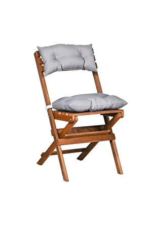 Reyo Ceviz Gri Gürgen Katlanır Minderli 3'lü Bistro Set Balkon Bahçe Masa Sandalye Seti 1.Kalite