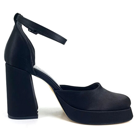 Beety 725 24KA Kadın Abiye Ayakkabı - Siyah Saten