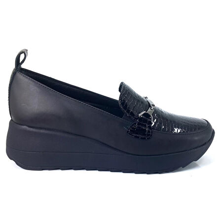 Mammamia 3485 24KA Kadın Günlük Ayakkabı - Siyah Mısır Rugan