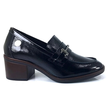 Mammamia 55 24KA Kadın Günlük Ayakkabı - Siyah Kırışık Rugan