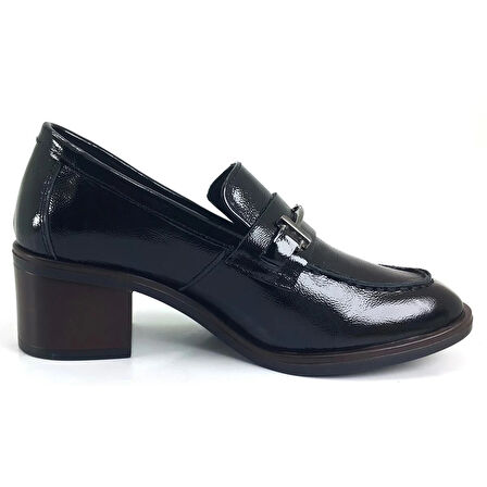 Mammamia 55 24KA Kadın Günlük Ayakkabı - Siyah Kırışık Rugan