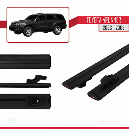 Toyota 4Runner 2003-2009 Arası ile Uyumlu BASIC Model Ara Atkı Tavan Barı Siyah 2 Adet