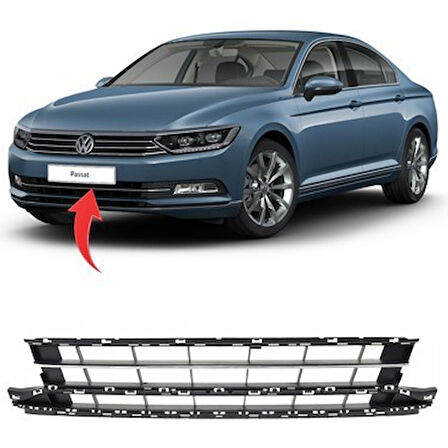 Passat B8 Ön Tampon Orta Izgara Kromlu 2015-2019 3G0853671K