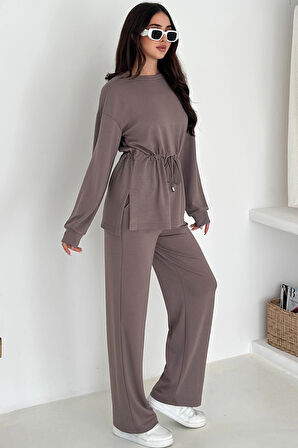 Beli Bağcıklı Yanı Yırtmaçlı Modal Takım