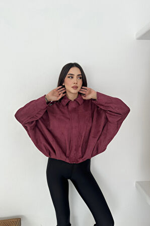 Oversize Astarlı Bomber Süet Ceket