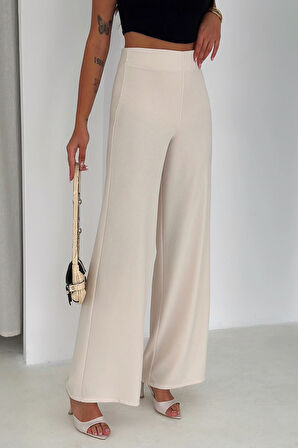 Yandan Fermuarlı Yüksek Bel Krep Pantolon