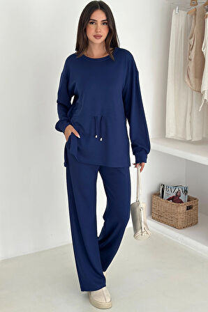 Beli Bağcıklı Yanı Yırtmaçlı Modal Takım