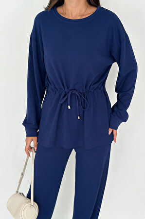 Beli Bağcıklı Yanı Yırtmaçlı Modal Takım