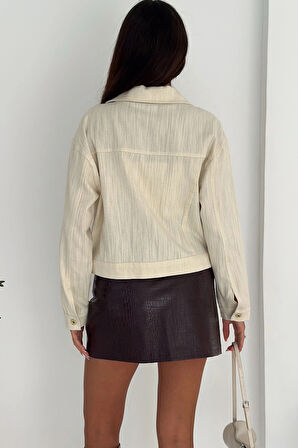 Gabardin Kısa Düğmeli Parlak Ceket