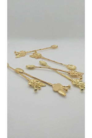 12 Adet Japon Gülü Gold Çay Kaşığı Seti Kahve Ve Kahvaltılık Hediyelik Mutfak Eşyası