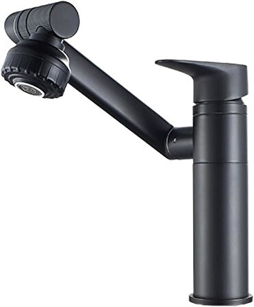 360° Dönebilen Çok Fonksiyonlu Robot Siyah Mutfak ve Banyo Çanak Akrobat Lavabo Bataryası Musluk