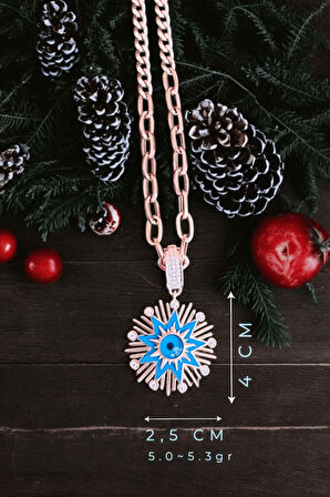 Mavi Kar Tanesi Rose Klipsli Kolye Ucu & Ajda Bilezik Charm | 925 Ayar Gümüş