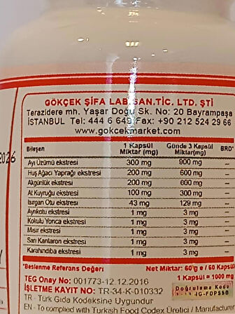 Ayı Üzümü Kapsül (BEARBERRY CAPSULE)