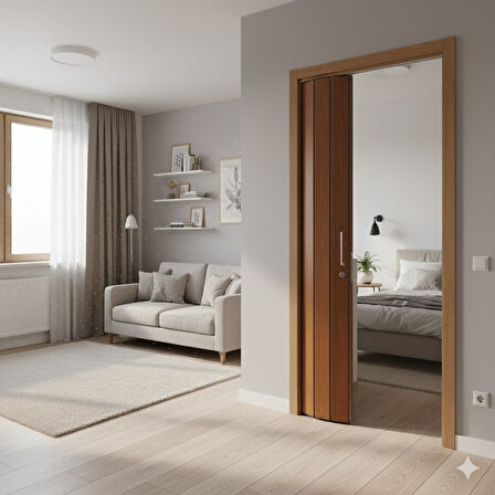 Katlanır Kapı Meşe 82x203 cm | Alan Tasarruflu Akordiyon Kapı – Şık, Dayanıklı ve Kolay Montaj