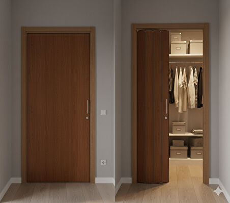 Katlanır Kapı Meşe 82x203 cm | Alan Tasarruflu Akordiyon Kapı – Şık, Dayanıklı ve Kolay Montaj