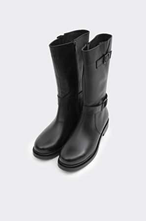 Hakiki Deri Düz Taban Kadın Çizme