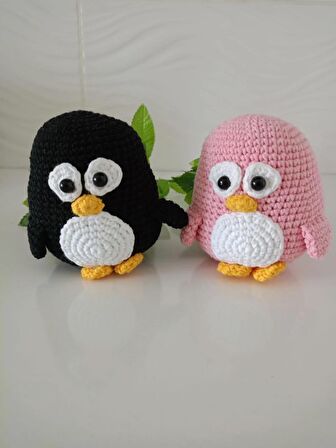 SİYAH VE PEMBE  OYUNCAK PENGUENLER (EL ÖRGÜSÜDÜR)