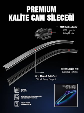 Sahler AeroVisor Honda Jazz 2020 Ve Sonrası Uyumlu Ön Cam Silecek Takımı 550/480 mm