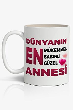 Dünyanın En Mükemmel Sabırlı Güzel ANNESİ Yazılı Anneler Günü Tasarımlı Yazılı Baskılı Kupa Bardak Baskılı Kahve Kupa