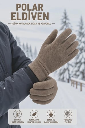 Polar Eldiven Soğuk Hava İçin Sıcak Tutan Yumuşak Dokulu Kışlık Eldiven - 2 Adet