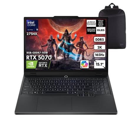 Lenovo Legion 5 15IAX10 Ultra 9-275HX 48 -GBDDR5 4 TBSSD RTX5070 (8GB-GDDR7-115W) 15.1" 2K WQXGA 165Hz Windows 10 Home + HMF Sırt Çantası 83F00024TRHMF59