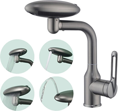 Fonksiyonel Banyo Lavabo Bataryası - Saç Yıkama-Abdest-Hijyen Tasarımı Lavabo Musluğu ABS Plastik