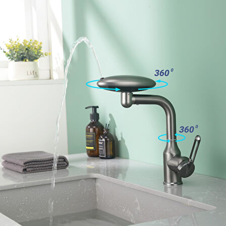 Fonksiyonel Banyo Lavabo Bataryası - Saç Yıkama-Abdest-Hijyen Tasarımı Lavabo Musluğu ABS Plastik