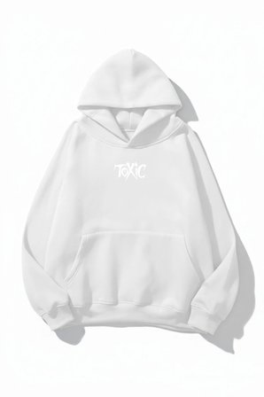Unisex Yumuşak Dokulu Toxic Baskılı Tasarım Oversize 3 İplik Hoodie Sweatshirt