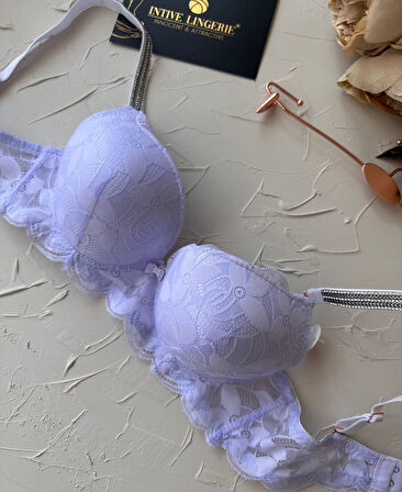 Jasmine Askıları Parlak Taşlı Hafif Destekli Dantelli Soft Cup İthal Sütyen (B-C Cup)