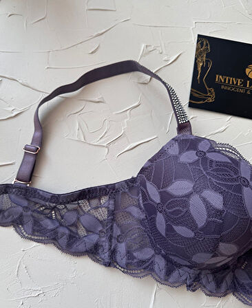 Jasmine Askıları Parlak Taşlı Hafif Destekli Dantelli Soft Cup İthal Sütyen (B-C Cup)