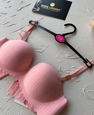 Jennie İthal Lazer Kesim Dikişsiz Parlak İpli El Kaplı Push-up Sütyen -FK1204