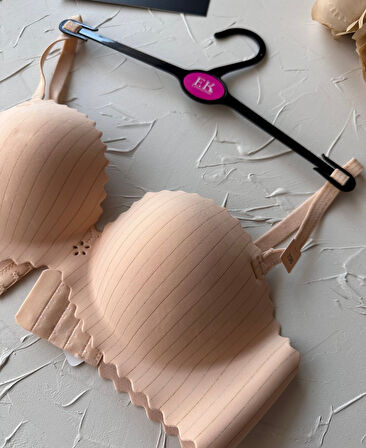 Jennie İthal Lazer Kesim Dikişsiz Parlak İpli El Kaplı Push-up Sütyen -FK1204