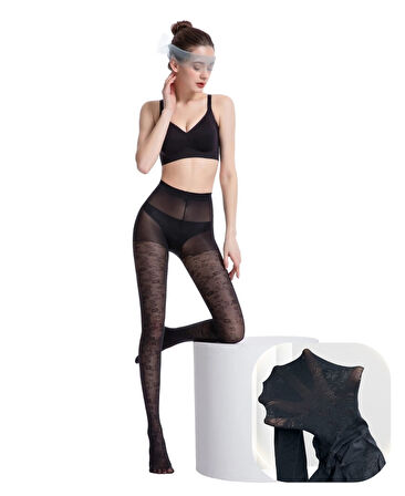 Pierre Cardin Paris Leola 70 Den Kalın Dantel Desenli Siyah Külotlu Çorap