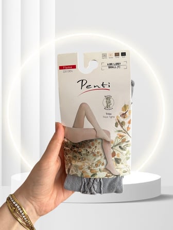 Penti Flame 220 Den Önü Geometrik Desenli Bambu Katkılı Triko Külotlu Çorap