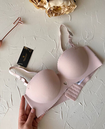 Whitney İthal Ektsra Push up El Kaplı Kalp Detaylı Balensiz Dikişsiz Yumuşak Sütyen